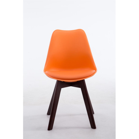 Chaise visiteur Borneo V2 noyer similicuir orange