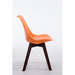 Chaise visiteur Borneo V2 noyer similicuir orange