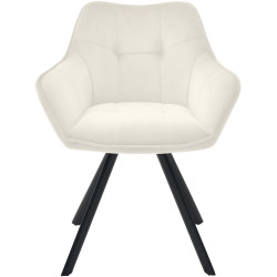 Chaise de salle à manger en velours Scott crème