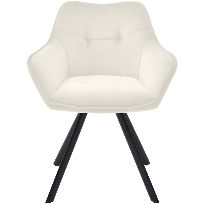 Chaise de salle à manger en velours Scott crème