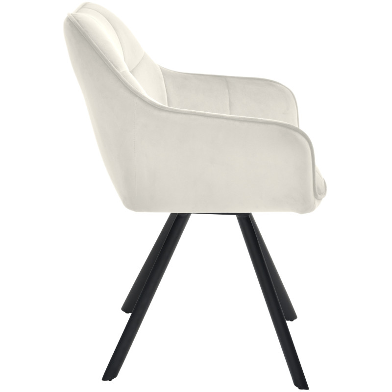 Chaise de salle à manger en velours Scott crème