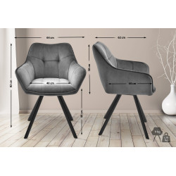 Chaise de salle à manger en velours Scott gris foncé