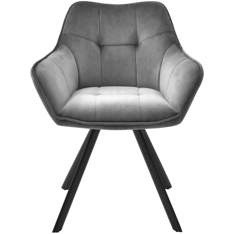 Chaise de salle à manger en velours Scott gris foncé