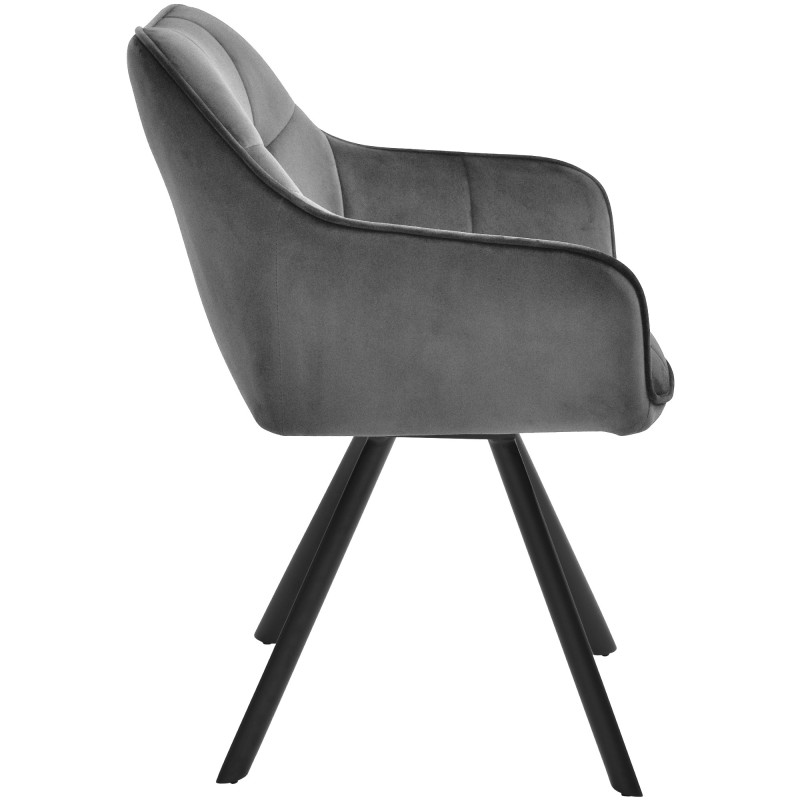 Chaise de salle à manger en velours Scott gris foncé