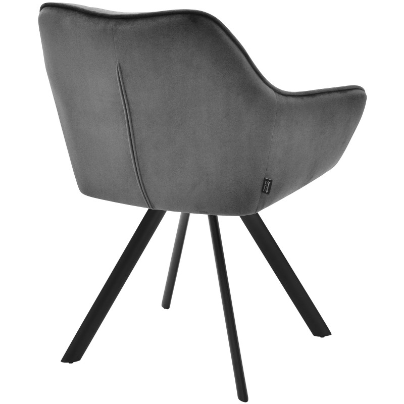 Chaise de salle à manger en velours Scott gris foncé