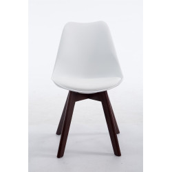 Sedia Borneo in similpelle bianco,noce