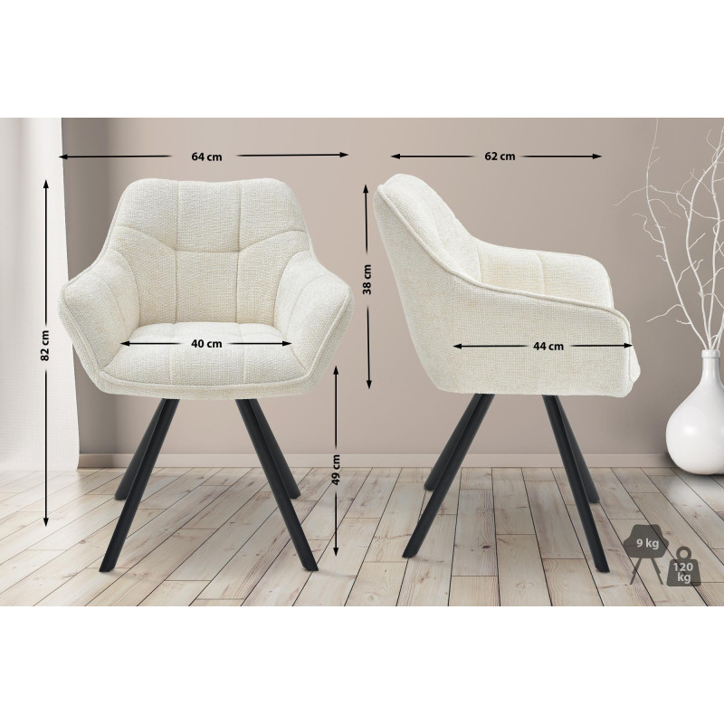 Chaise de salle à manger en tissu Scott crème