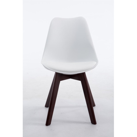 Chaise visiteur Borneo V2 en similicuir noyer blanc