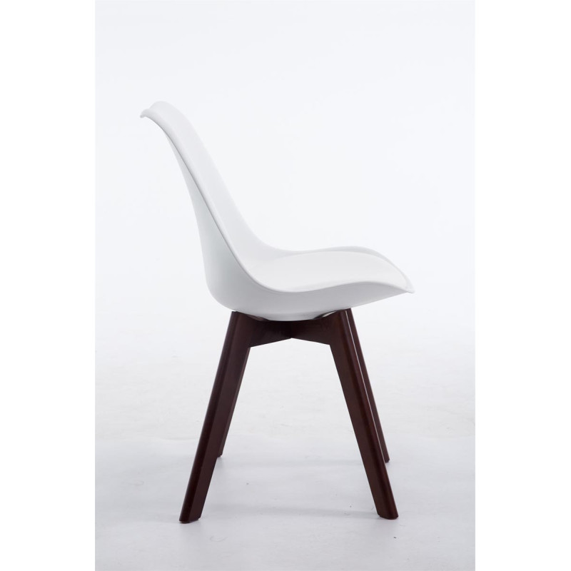 Sedia Borneo in similpelle bianco,noce