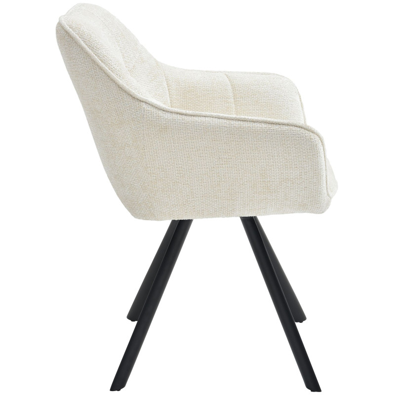 Chaise de salle à manger en tissu Scott crème