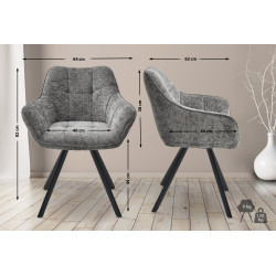 Chaise de salle à manger en tissu Scott gris foncé