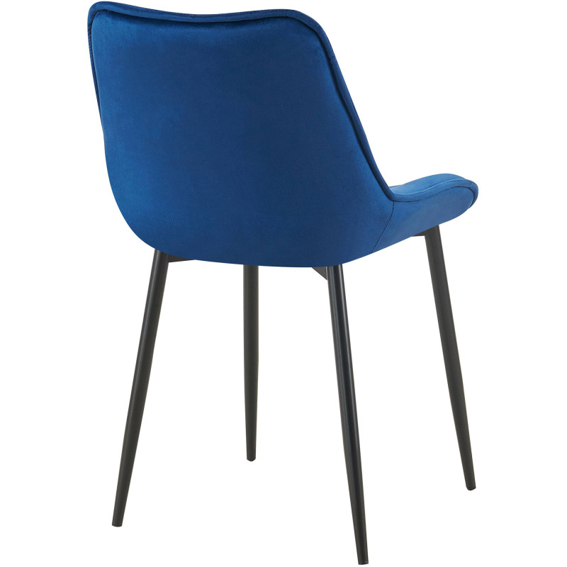 Chaise de salle à manger en velours Wallace bleu