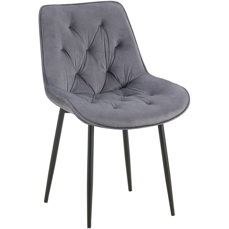 Chaise de salle à manger en velours Wallace gris foncé