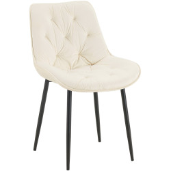 Chaise de salle à manger en velours Wallace crème