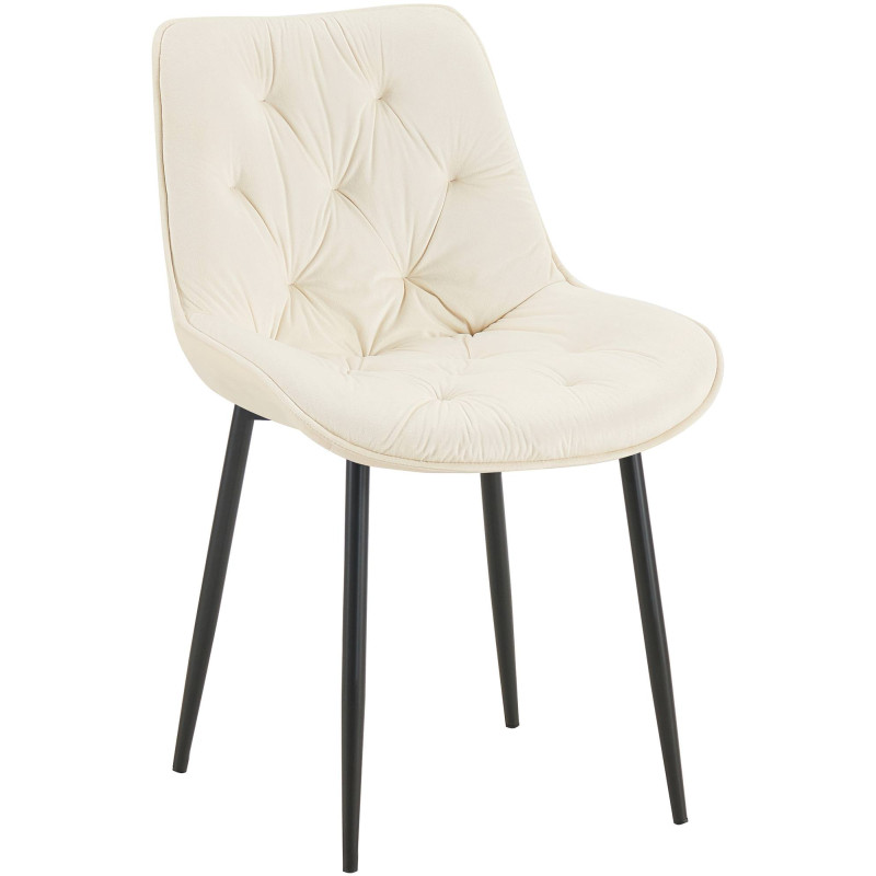 Chaise de salle à manger en velours Wallace crème