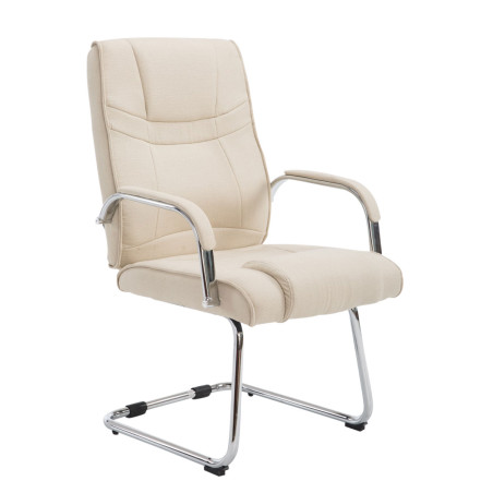 Silla Cantiléver XXL Attila Tapizada en Tela Crema