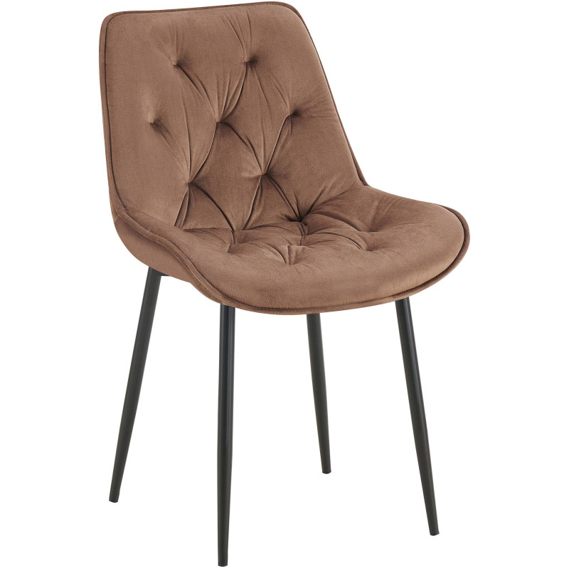 Chaise de salle à manger en velours Wallace brun