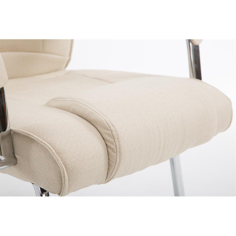 Fauteuil visiteur Attila, tissu, cr?me