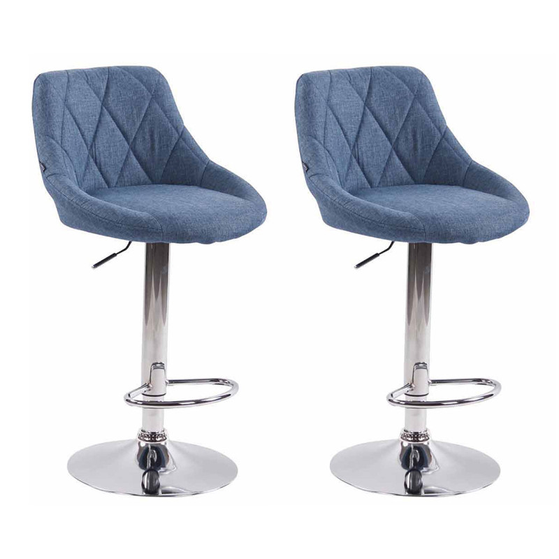 Lot de 2 tabourets de bar Lazio tissu C bleu
