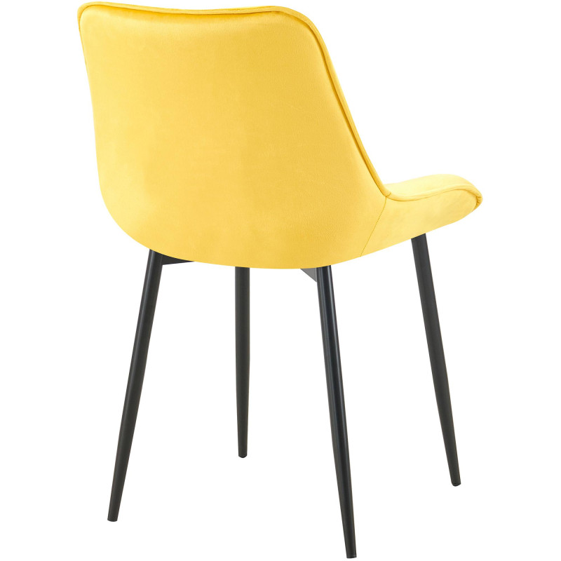 Chaise de salle à manger en velours Wallace jaune