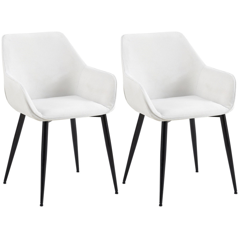Lot de 2 chaises de salle à manger tissu Vessa crème