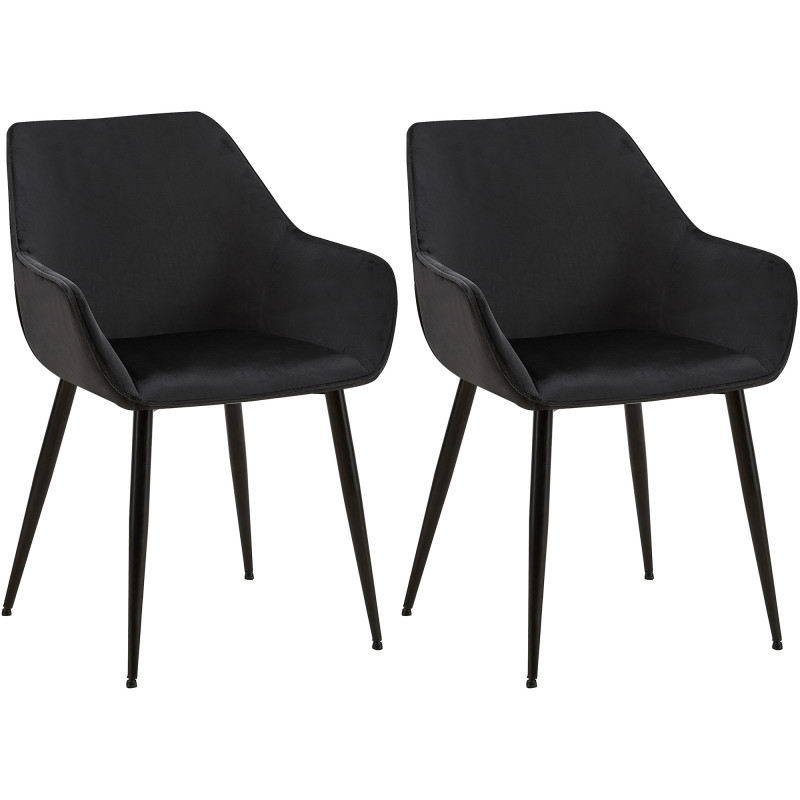 Lot de 2 chaises de salle à manger en velours Vessa noir