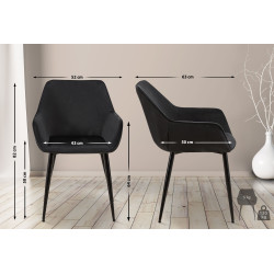 Lot de 2 chaises de salle à manger en velours Vessa noir