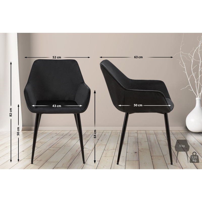 Lot de 2 chaises de salle à manger en velours Vessa noir