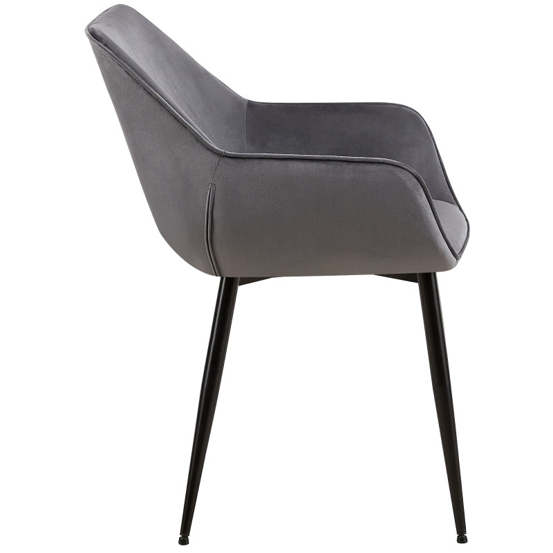 Lot de 2 chaises de salle à manger en velours Vessa gris foncé