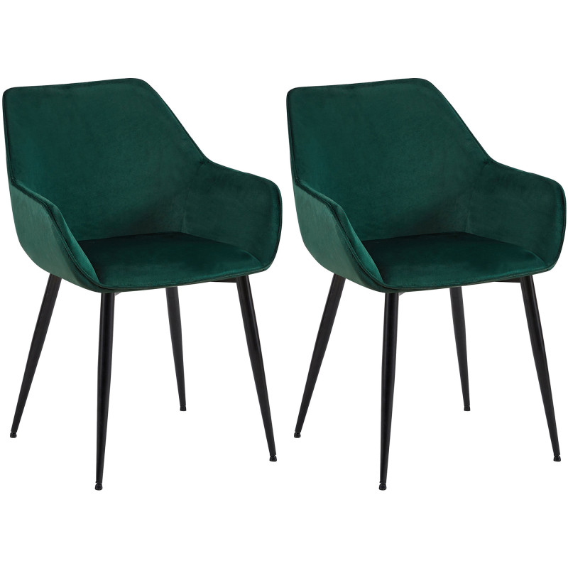 Lot de 2 chaises de salle à manger en velours Vessa vert