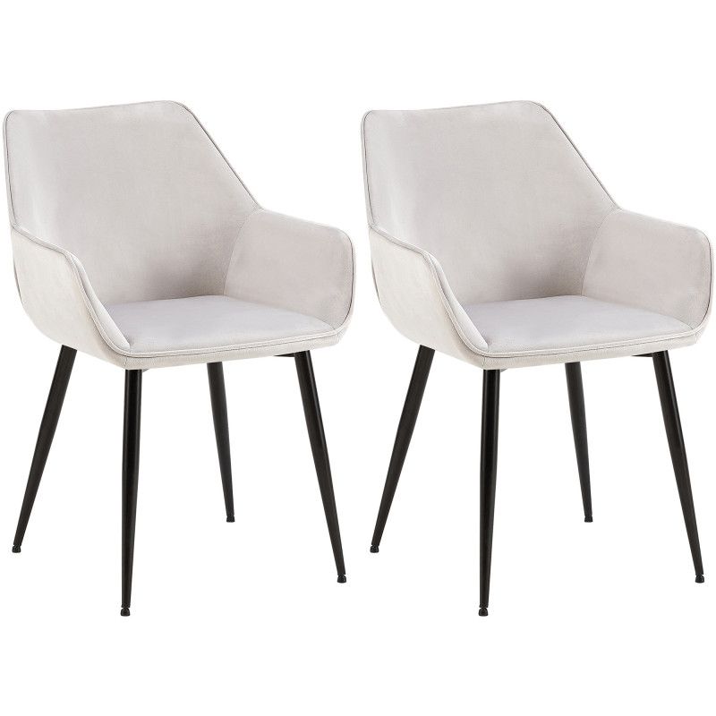 Lot de 2 chaises de salle à manger en velours Vessa gris clair