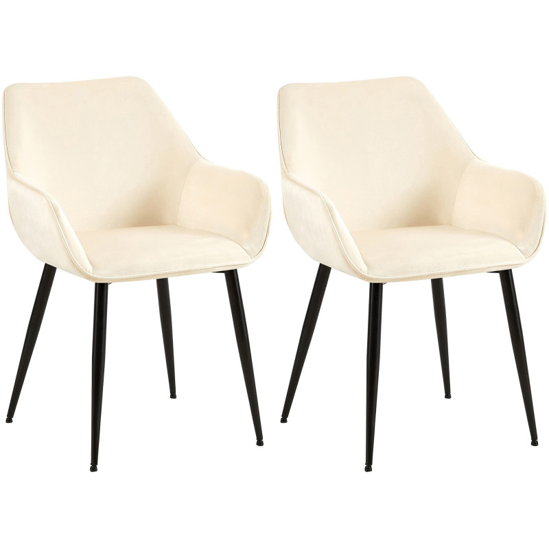 Lot de 2 chaises de salle à manger en velours Vessa crème
