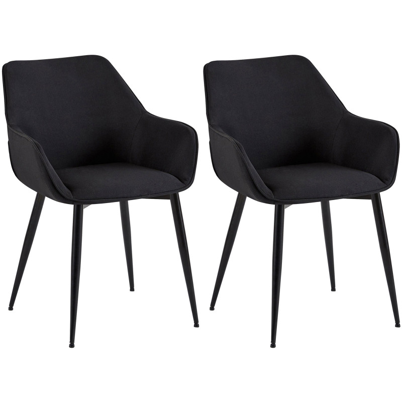 Lot de 2 chaises de salle à manger tissu Vessa noir