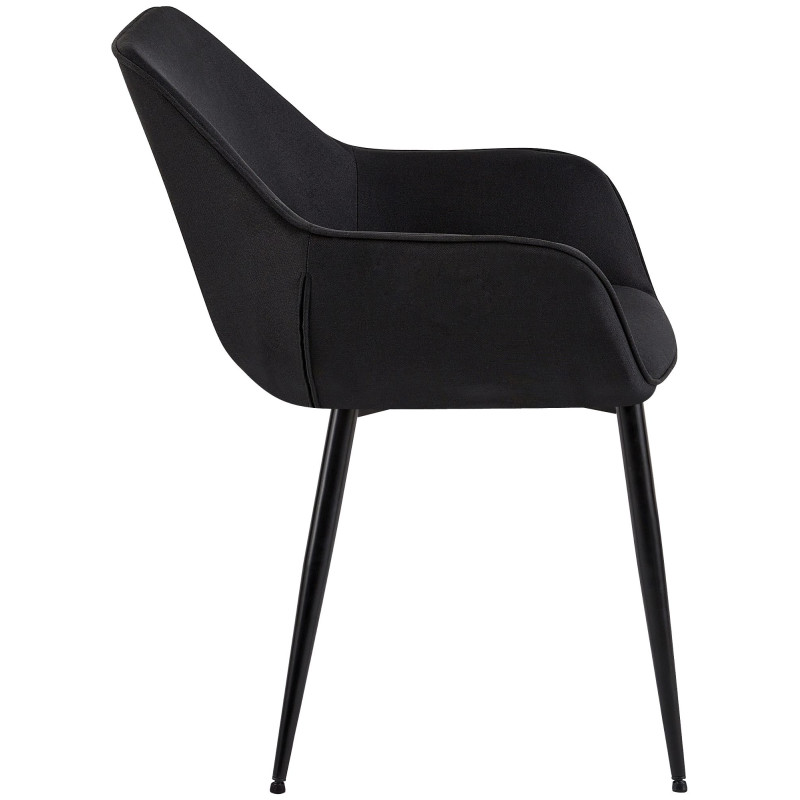 Lot de 2 chaises de salle à manger tissu Vessa noir
