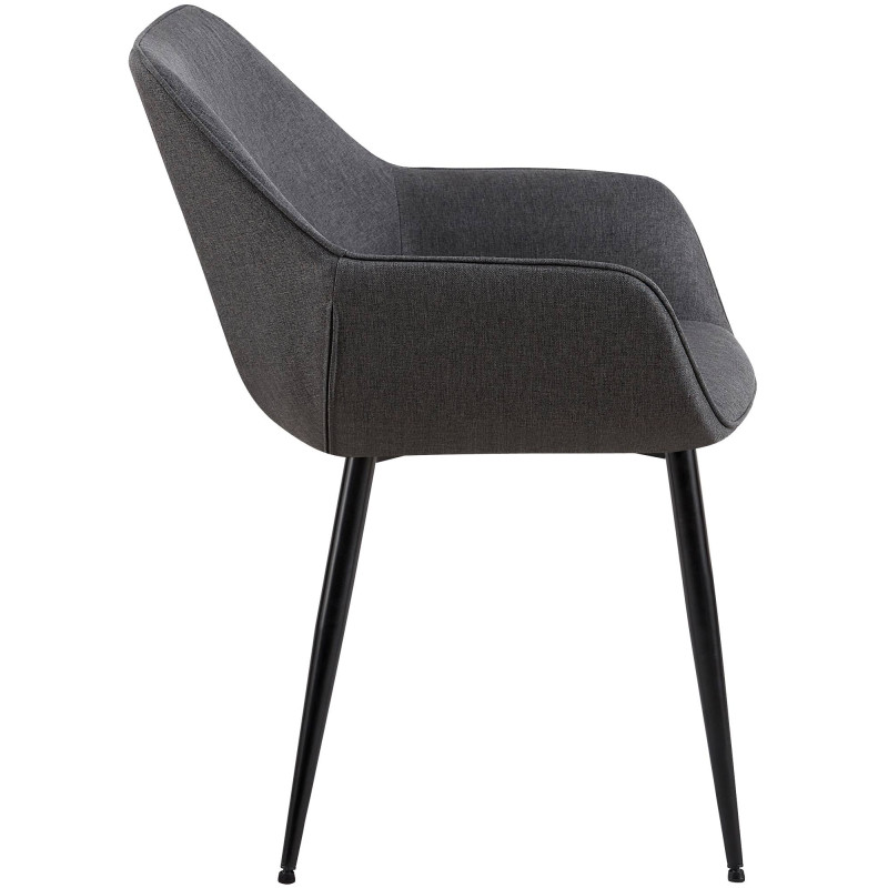 Lot de 2 chaises de salle à manger tissu Vessa gris foncé