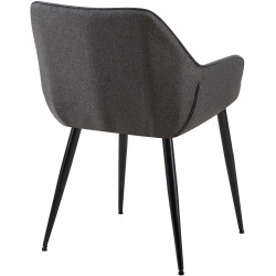 Lot de 2 chaises de salle à manger tissu Vessa gris foncé