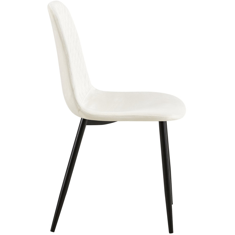 Suite de 4 chaises Giverny en velours blanc crème
