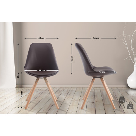 Sedia visitatore Laval in similpelle gambe tonde natura,marrone