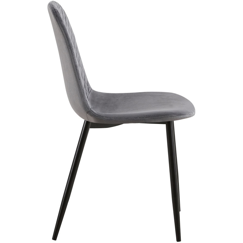 Suite de 4 chaises Giverny en velours gris foncé