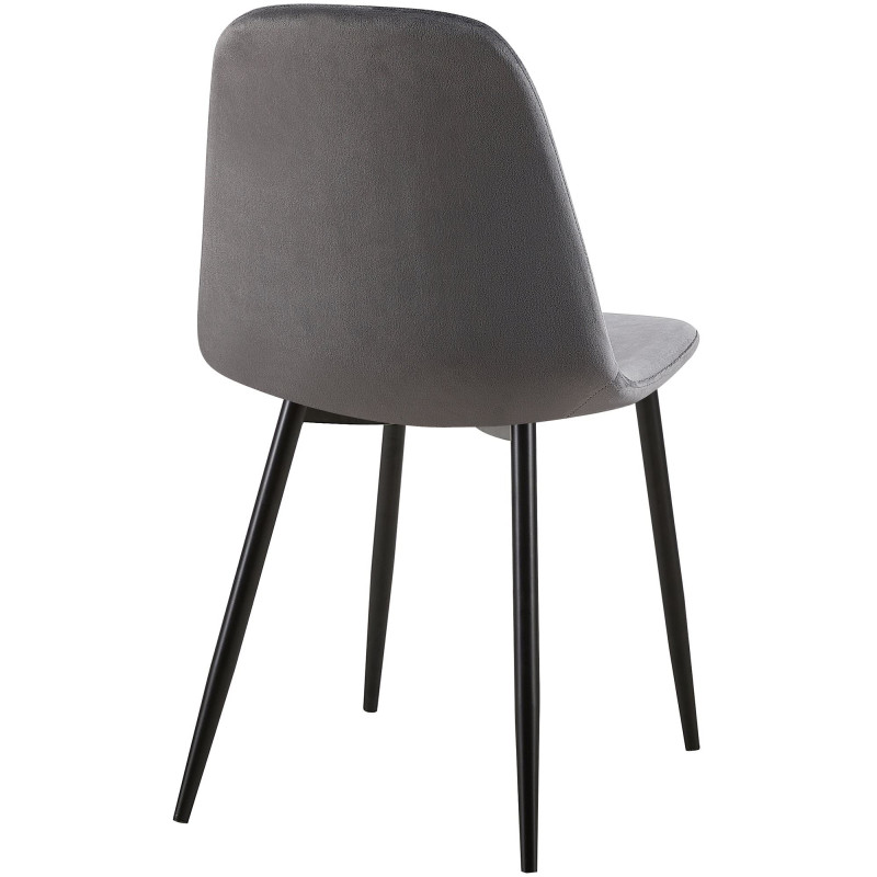 Suite de 4 chaises Giverny en velours gris foncé