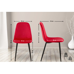 Suite de 4 chaises Giverny en velours rouge