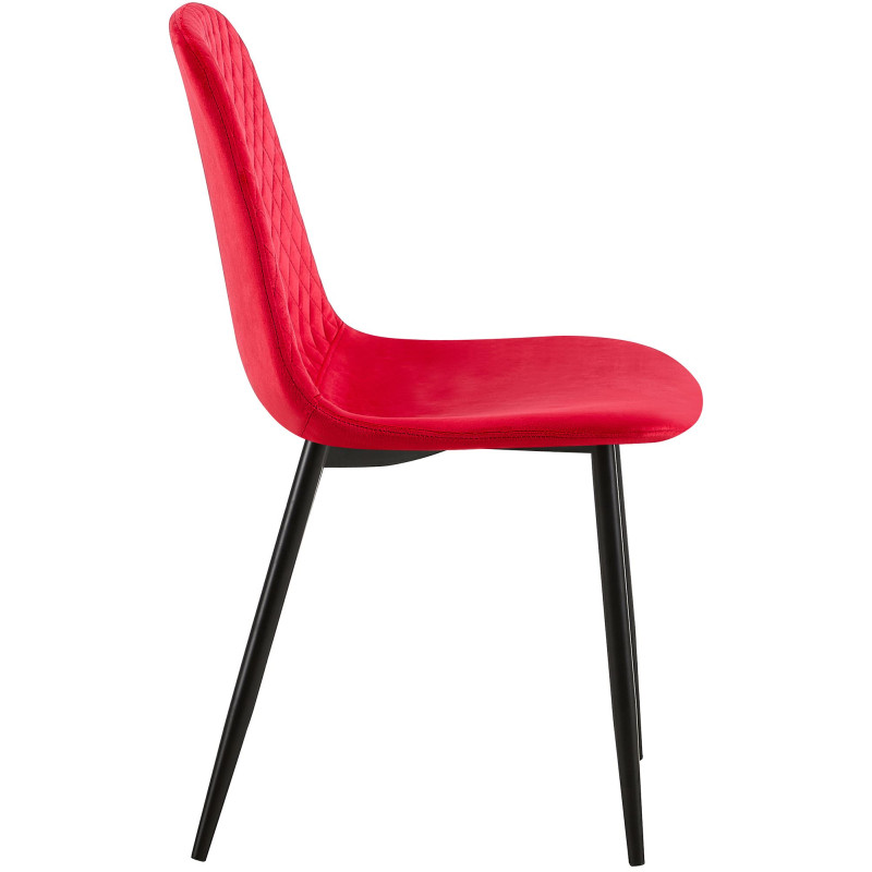 Suite de 4 chaises Giverny en velours rouge