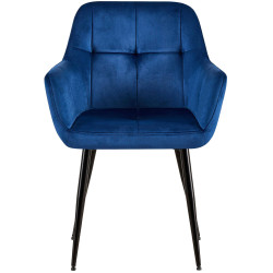 Lot de 2 chaises de salle à manger en velours Emia bleu