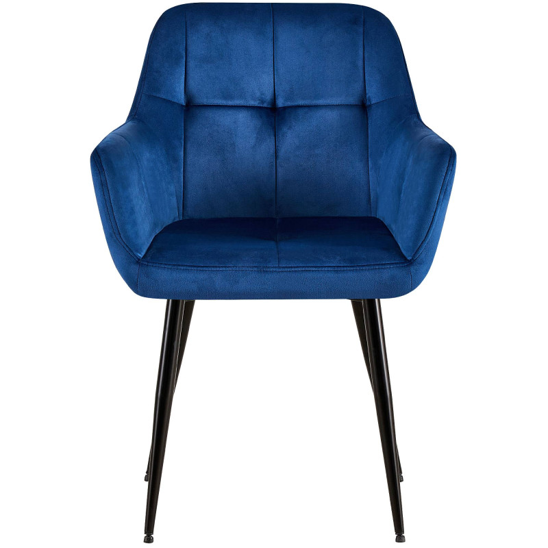 Lot de 2 chaises de salle à manger en velours Emia bleu