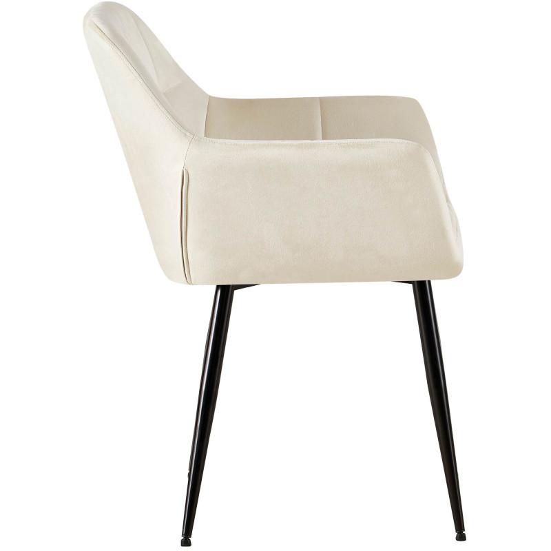 Lot de 2 chaises de salle à manger en velours Emia crème