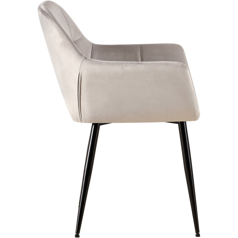 Lot de 2 chaises de salle à manger en velours Emia gris clair