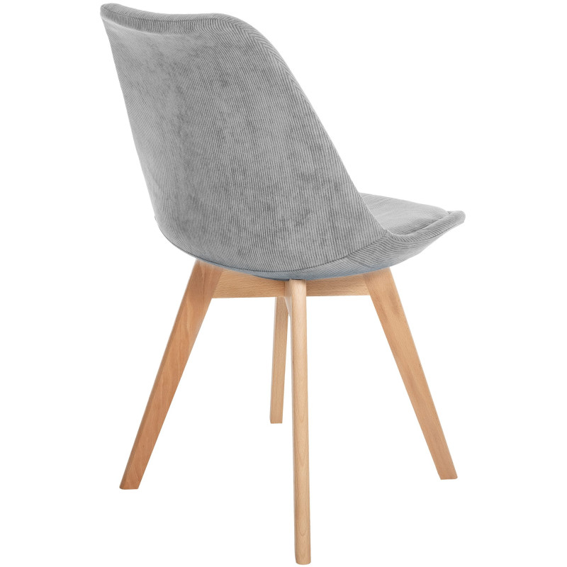 Lot de 4 chaises Linares Cord gris clair