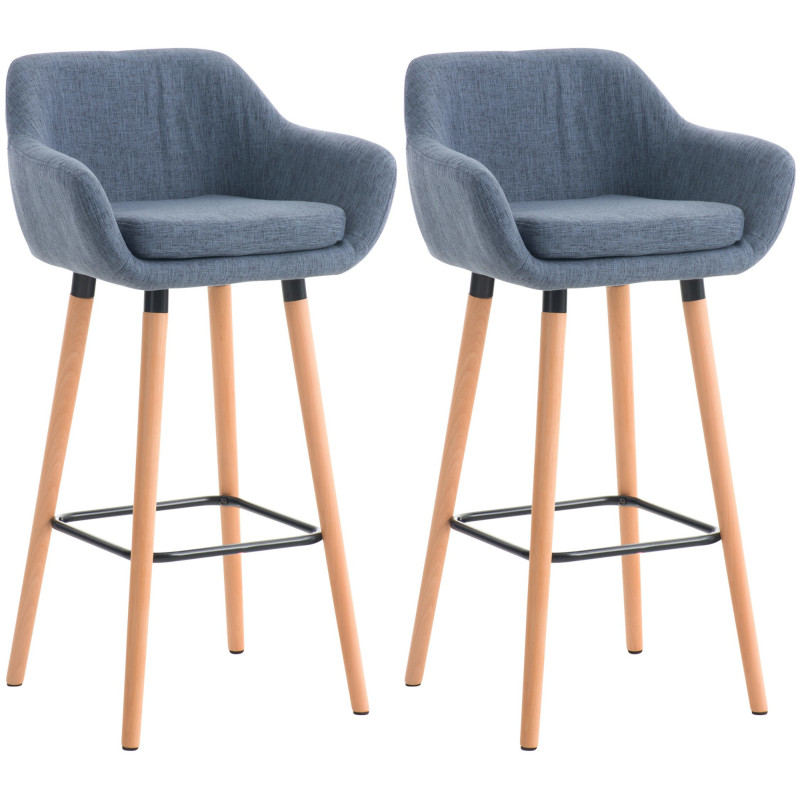 Lot de 2 tabourets de bar en tissu Grant bleu