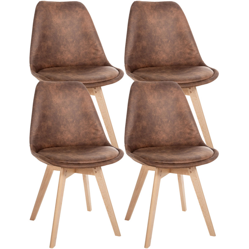 Lot de 4 chaises vintage Linares brun