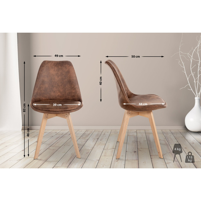 Lot de 4 chaises vintage Linares brun